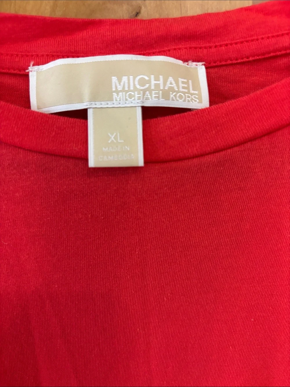 Michael Kors Neon Red Flutter Sleeve Blouse